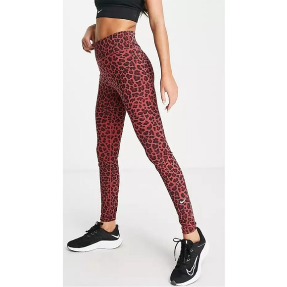 Nike Training Dri-FIT One Tight Glitter Leopard Pack leggings S - Picture 2 of 10